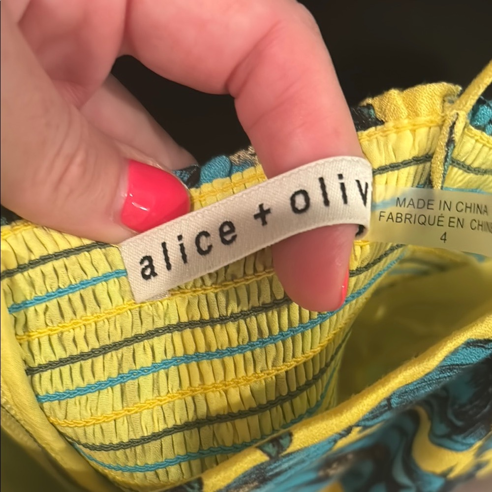 Alice + Olivia Yellow Floral Mini Dress - Picture 2 of 6